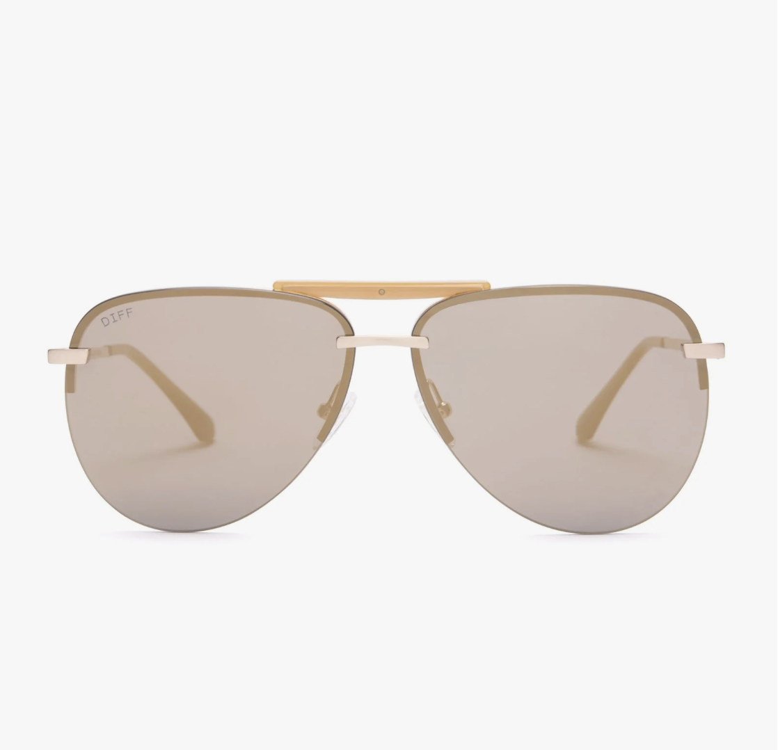 Diff Eyewear : Tahoe Brushed Gold & Gold Mirror Sunglasses | Mollie's